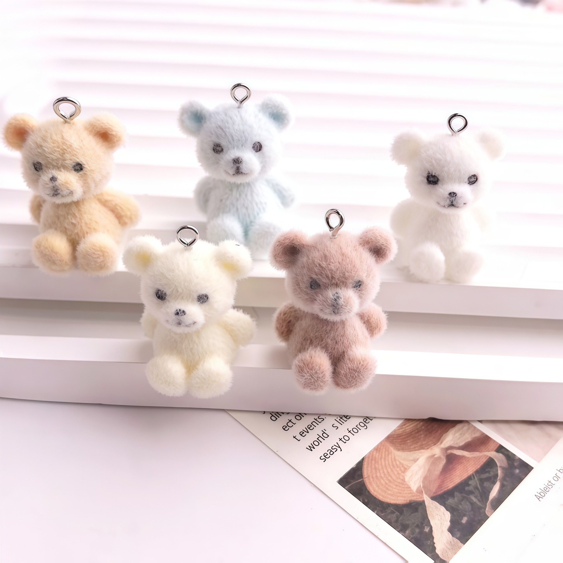 Resin Art Essentials - 5pcs 3D Flocked Bear Resin Charms