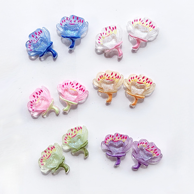 Resin Art Earrings Material - 50pcs Nail Art Patch Cherry Blossom