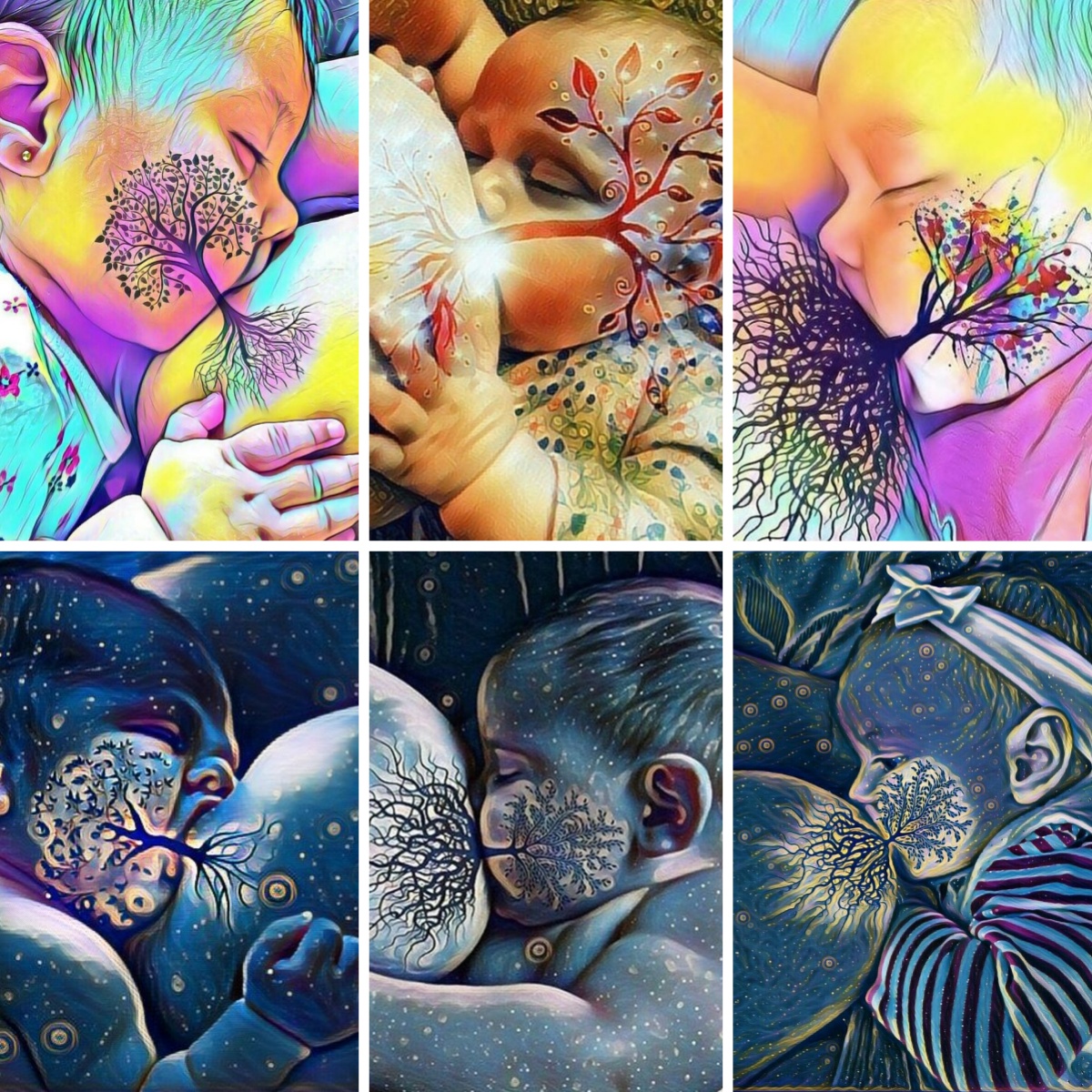 Resin Art Newborn Baby - Breastfeeding Mother Art Tree of Life