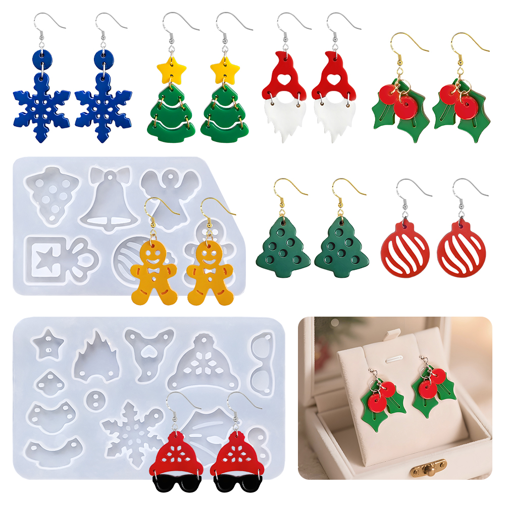 Resin Art Earrings Material - S0236 Christmas Tree Snowflake Bell Angel