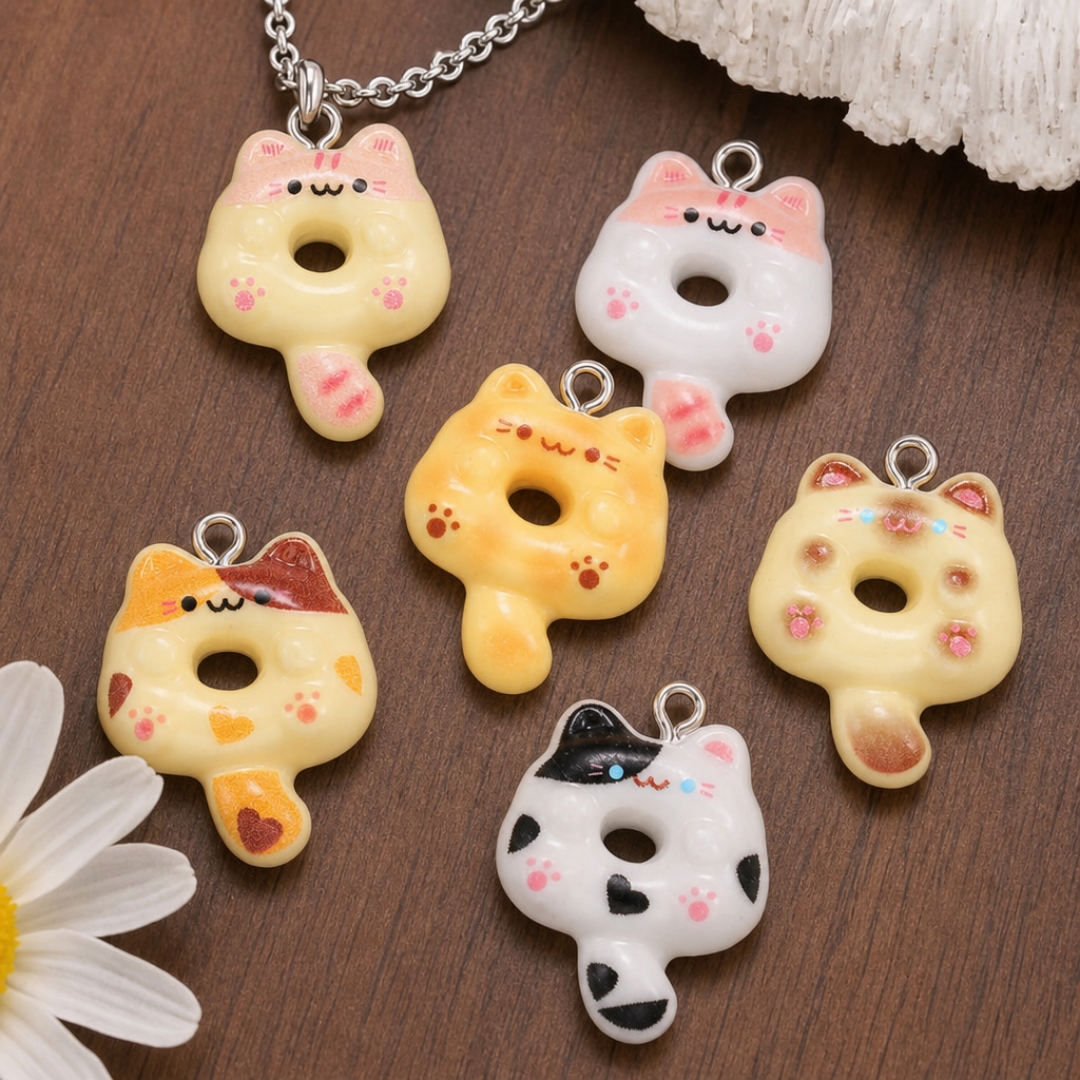 Resin Art Essentials - 10Pcs Kawaii Cartoon Cat Resin Charms