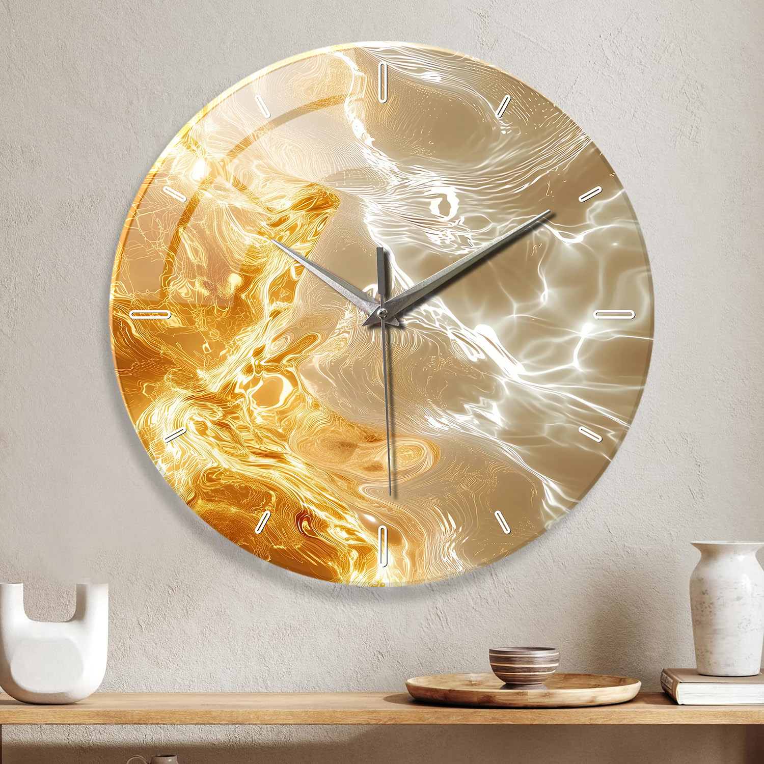Resin Art Wall Clock - 1pc glass wall clock, modern light