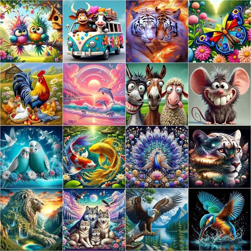Resin Art Work - 1pc frameless Diamond Art Painting Animal