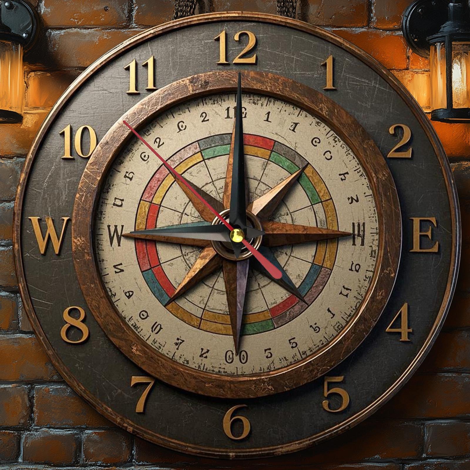Resin Art Wall Clock - Rustic wooden wall - clock with