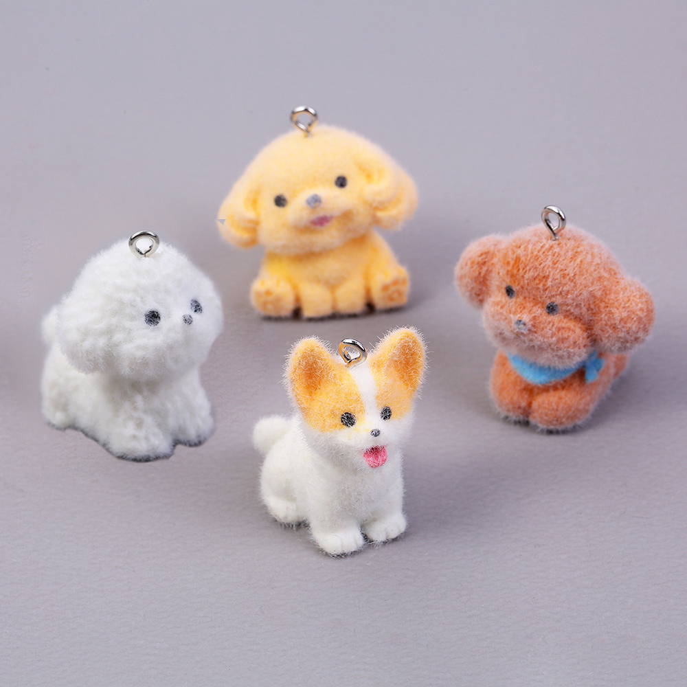 Resin Art Essentials - 10pcs Flocking Puppy Dog Resin Charms