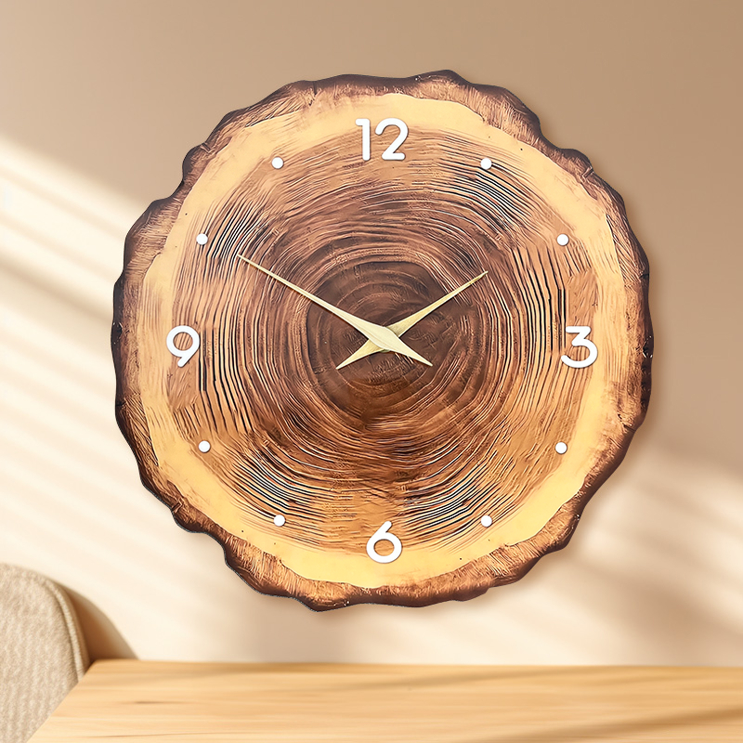 Resin Art Wall Clock - 1pc wooden ring veneer wall clock,