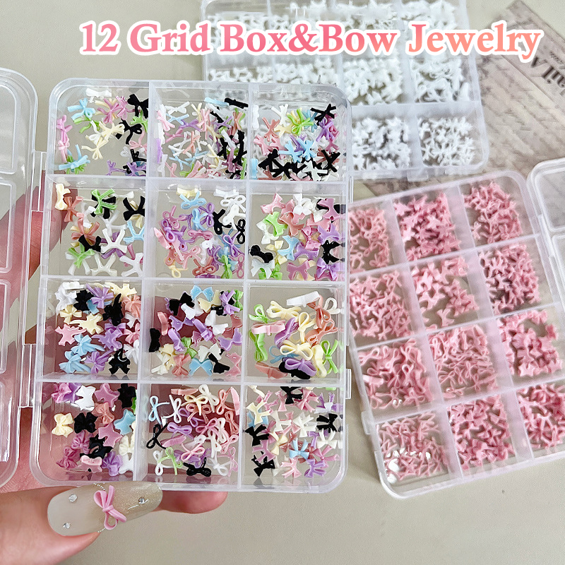 Resin Art Resin - 12 Grids Colorful Bowknot Set Resin
