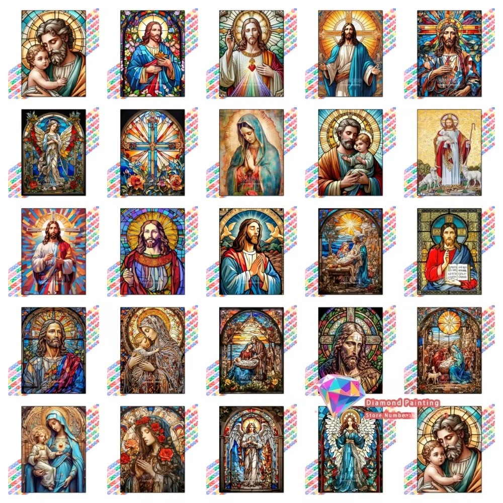 Resin Art Work - 1PC frameless Easter Jesus Square Round