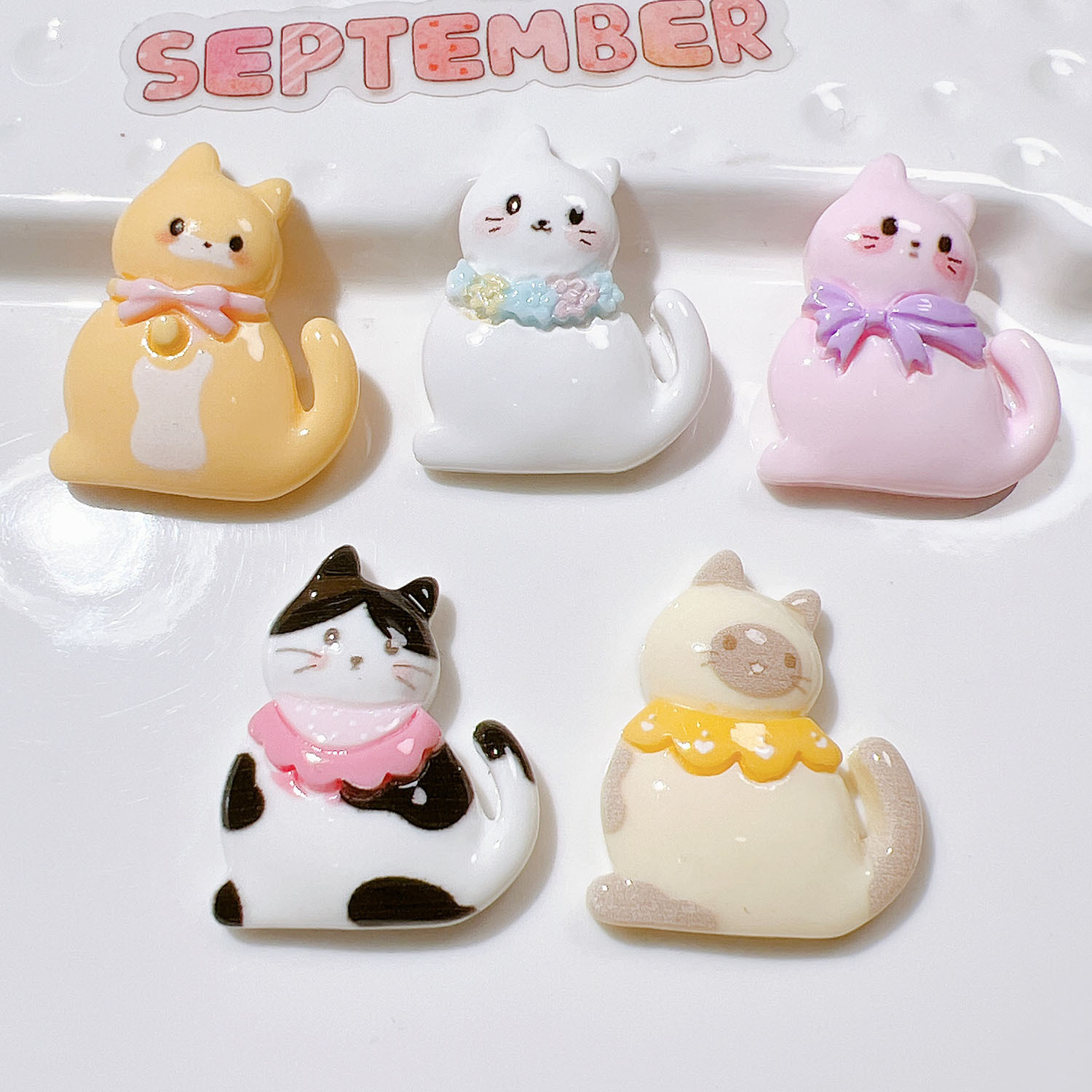 10/20Pcs Cute Bowknot Cat Flat - Resin Art Earrings Material のレビューと価格