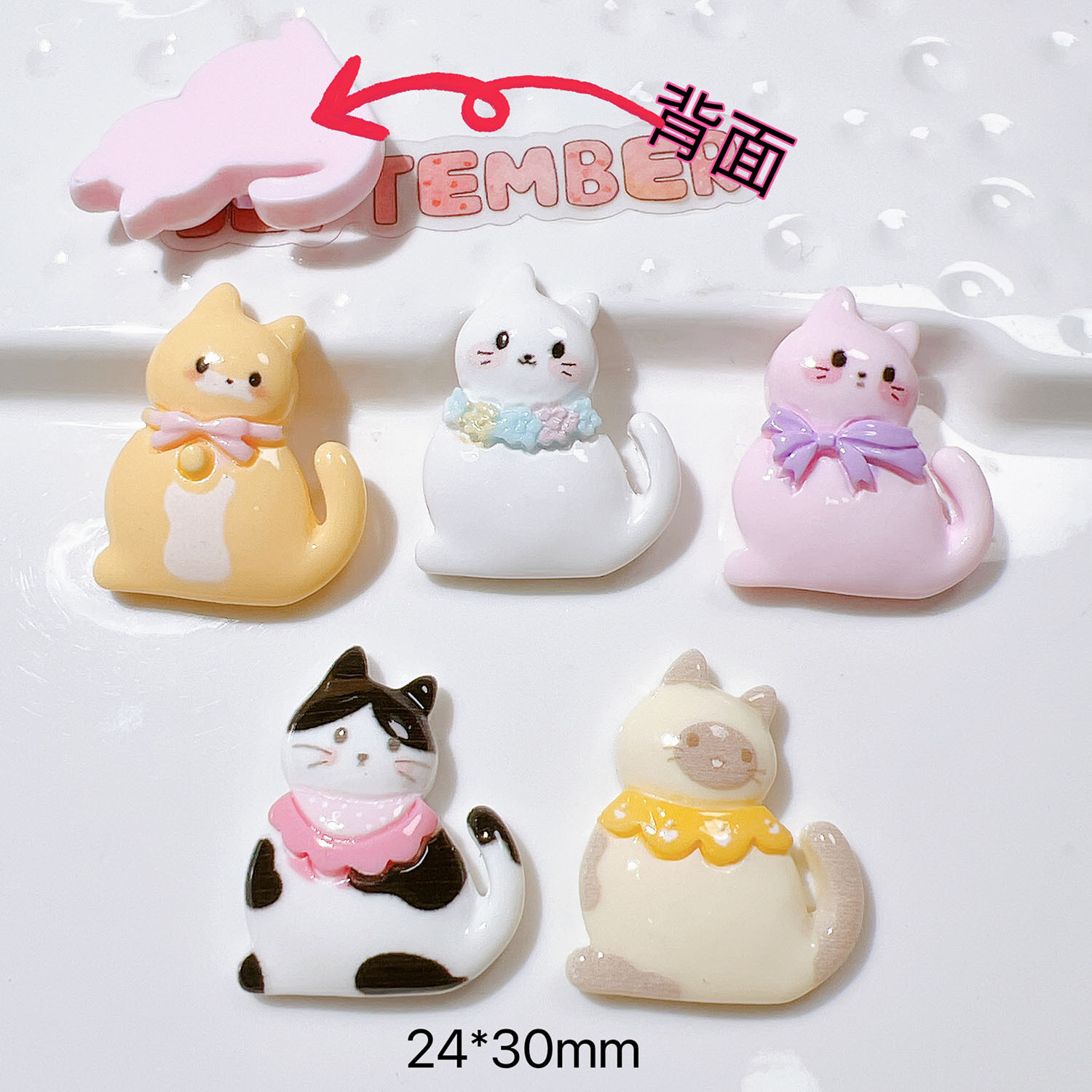 10/20Pcs Cute Bowknot Cat Flat - Resin Art Earrings Material のレビューと価格