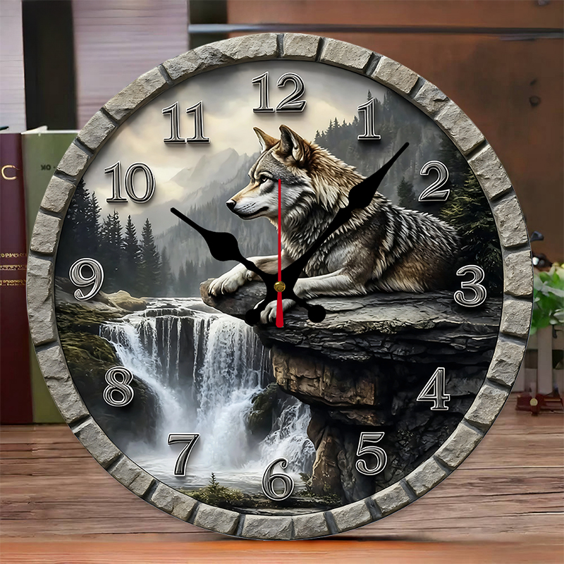 The Wolf On The Cliff Wooden R - Resin Art Wall Clock のレビューと価格