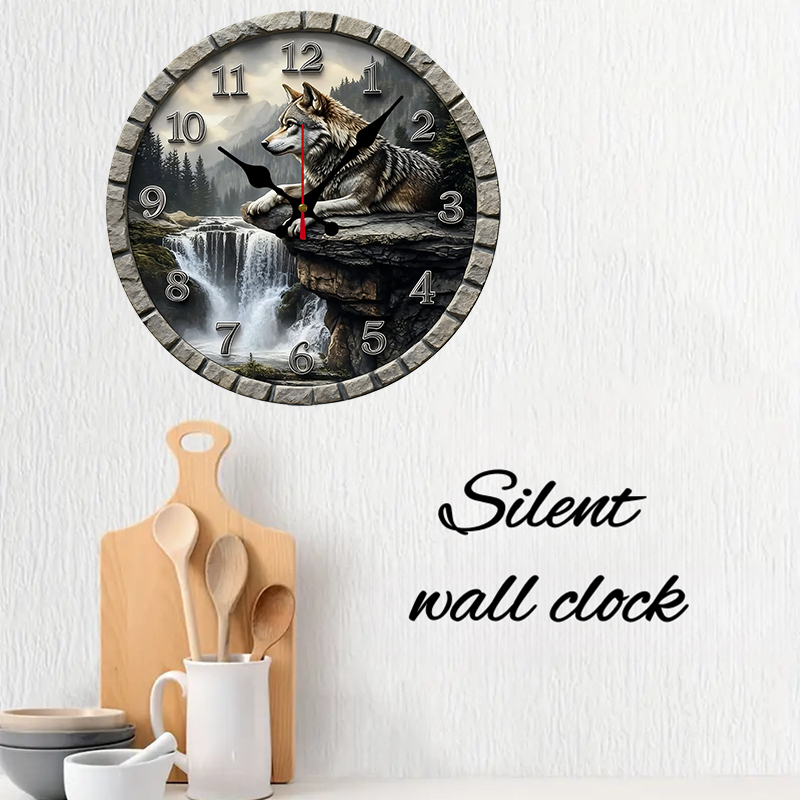 The Wolf On The Cliff Wooden R - Resin Art Wall Clock のレビューと価格