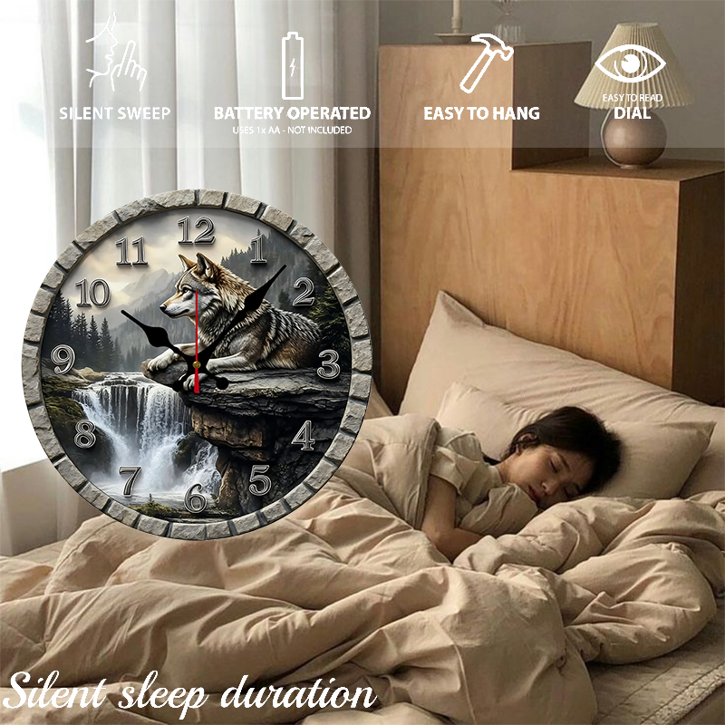 The Wolf On The Cliff Wooden R - Resin Art Wall Clock のレビューと価格