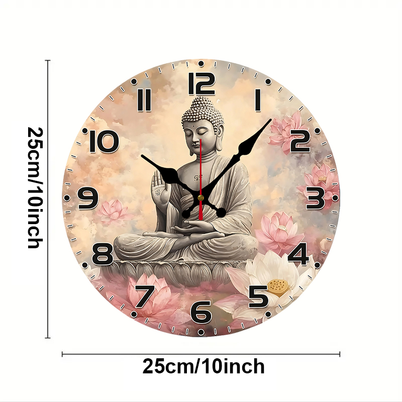 Serene Buddha Wooden Round Sil - Resin Art Wall Clock のレビューと価格