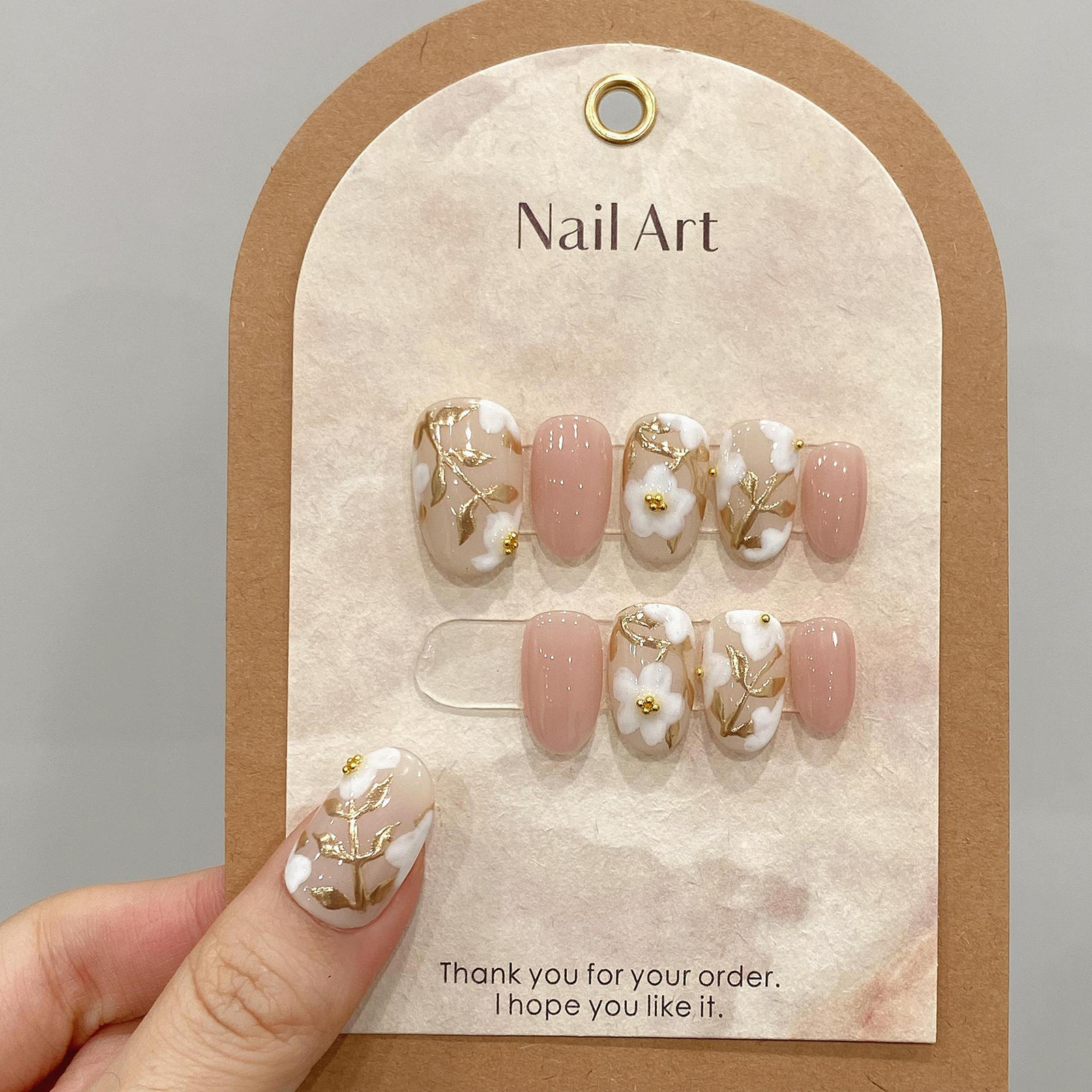 Handmade Press on Nails with W - Resin Art Flowers のレビューと価格