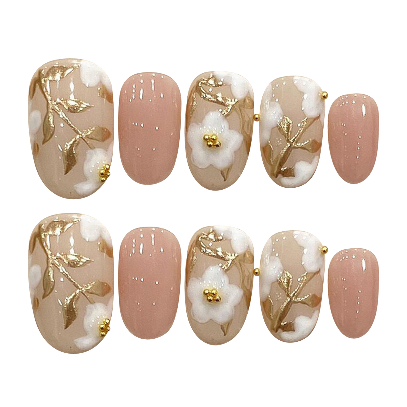 Handmade Press on Nails with W - Resin Art Flowers のレビューと価格