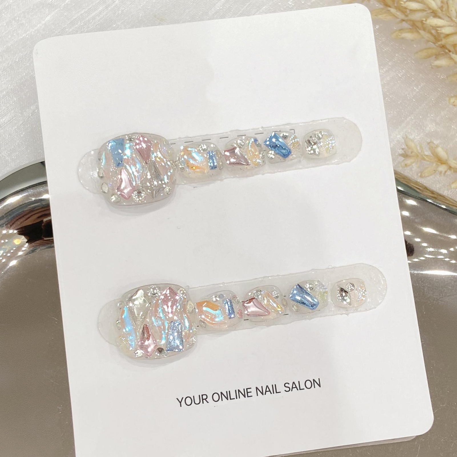 Handmade Press On Nails Transp - Resin Art Glitter のレビューと価格