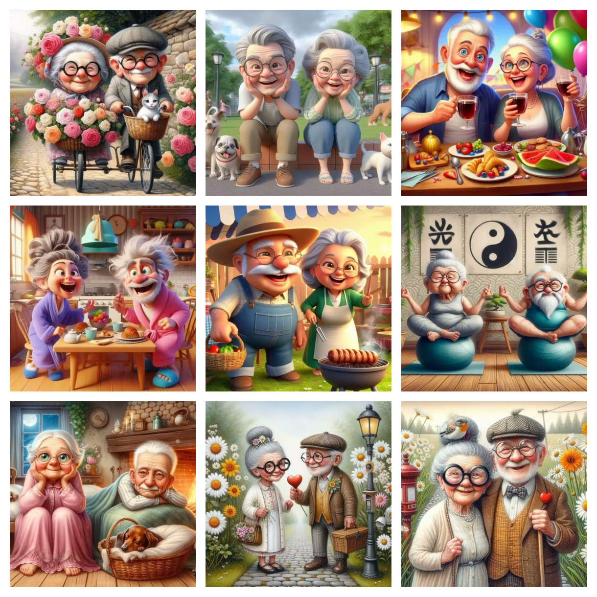 Cartoon Happy Old Couple 5D Fu - Resin Art For Beginners のレビューと価格