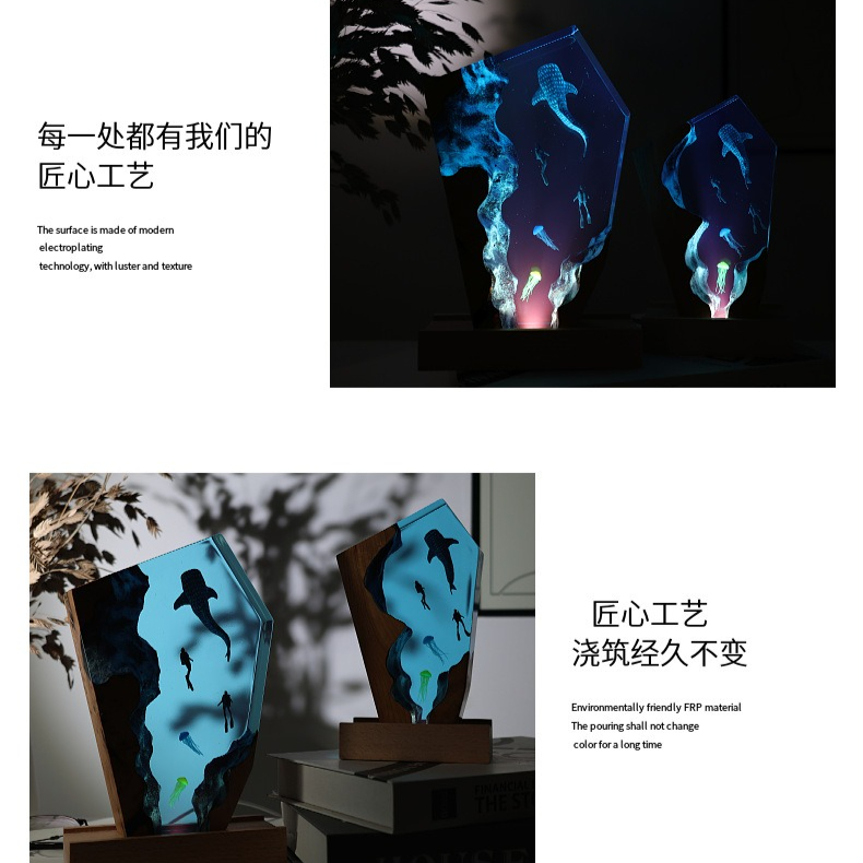 Resin Cave Whale Diver Desktop - Resin Art Gift For Anniversary のレビューと価格