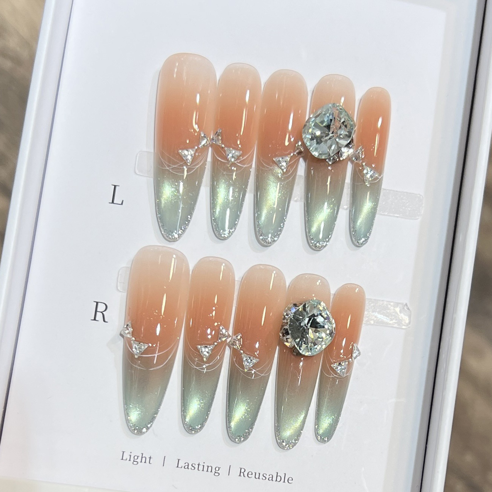 10pcs Long Almond Fake Nails T - Resin Art Flowers のレビューと価格