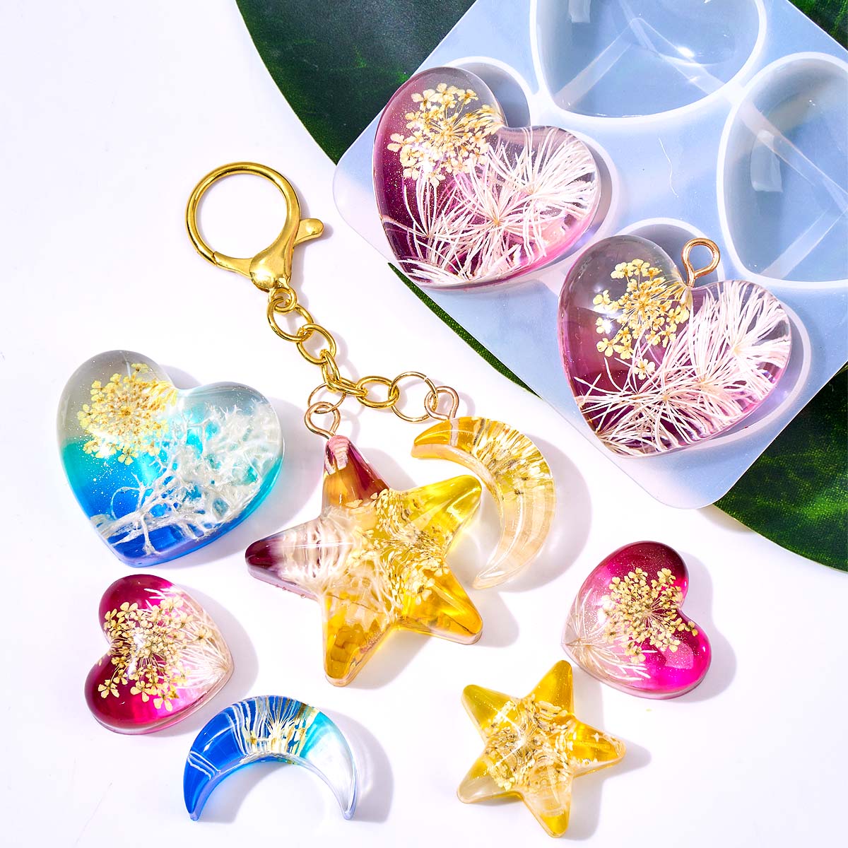 Heart Star Moon Pendant Silico - Resin Art Epoxy のレビューと価格