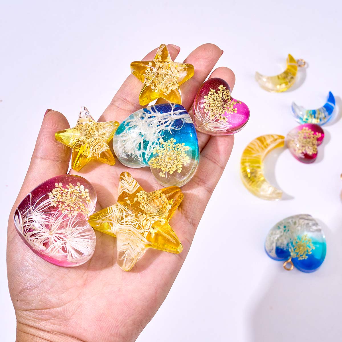 Heart Star Moon Pendant Silico - Resin Art Epoxy のレビューと価格