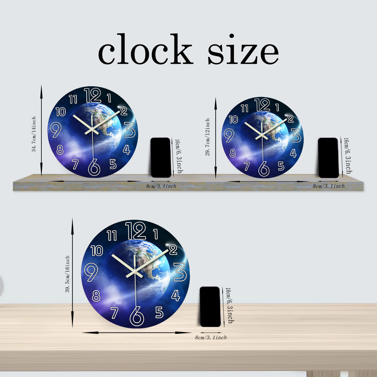 Creative Earth Luminous Wooden - Resin Art Wall Clock のレビューと価格