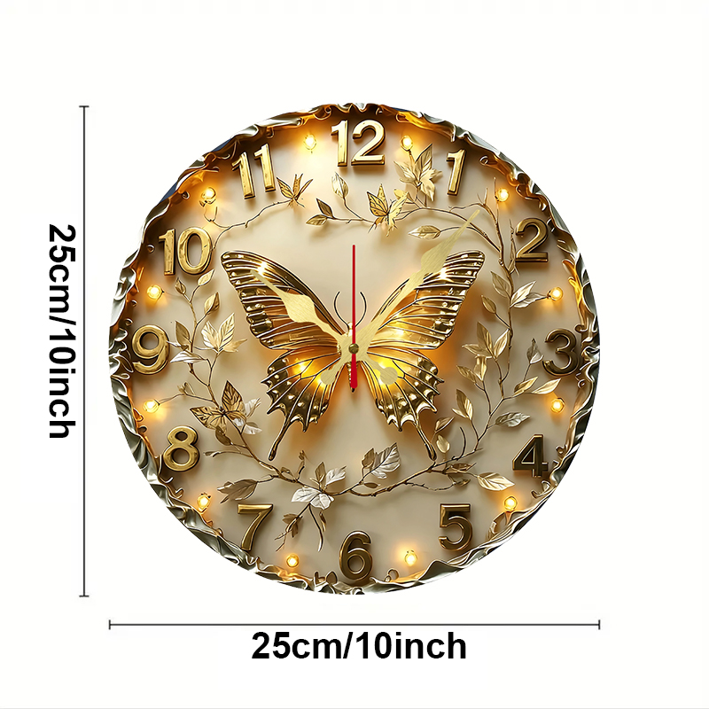 Golden Butterfly Wooden Round  - Resin Art Wall Clock のレビューと価格