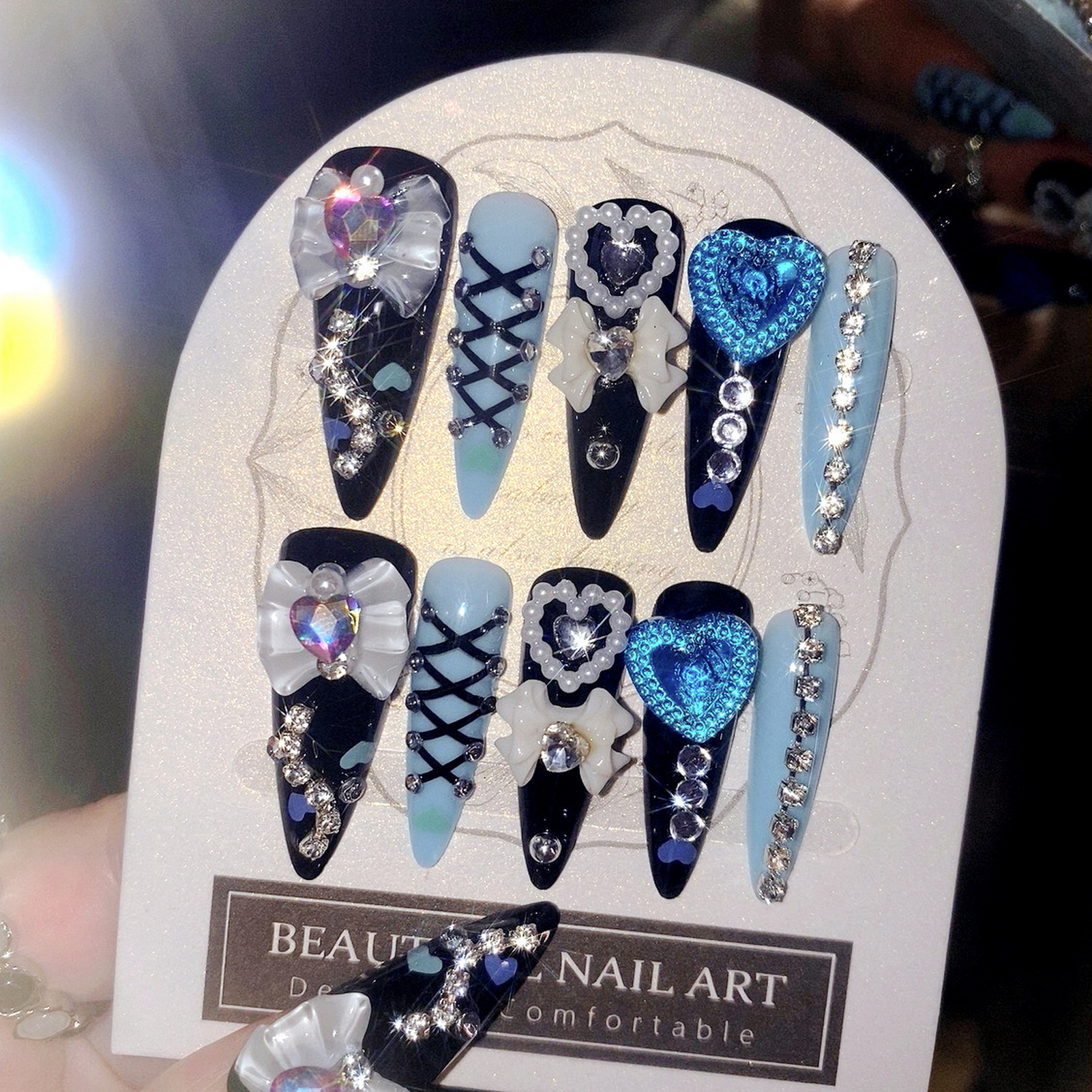 24pcs 3D Bow Decor False Nails - Resin Art Glitter のレビューと価格