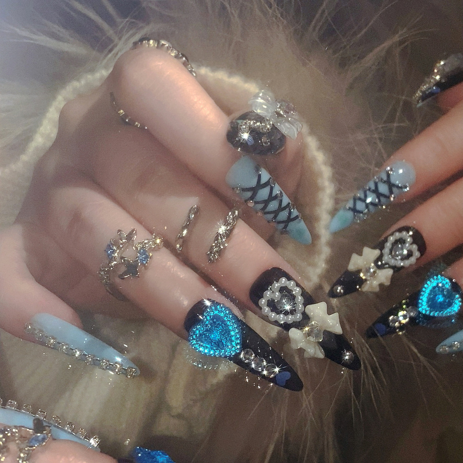 24pcs 3D Bow Decor False Nails - Resin Art Glitter のレビューと価格