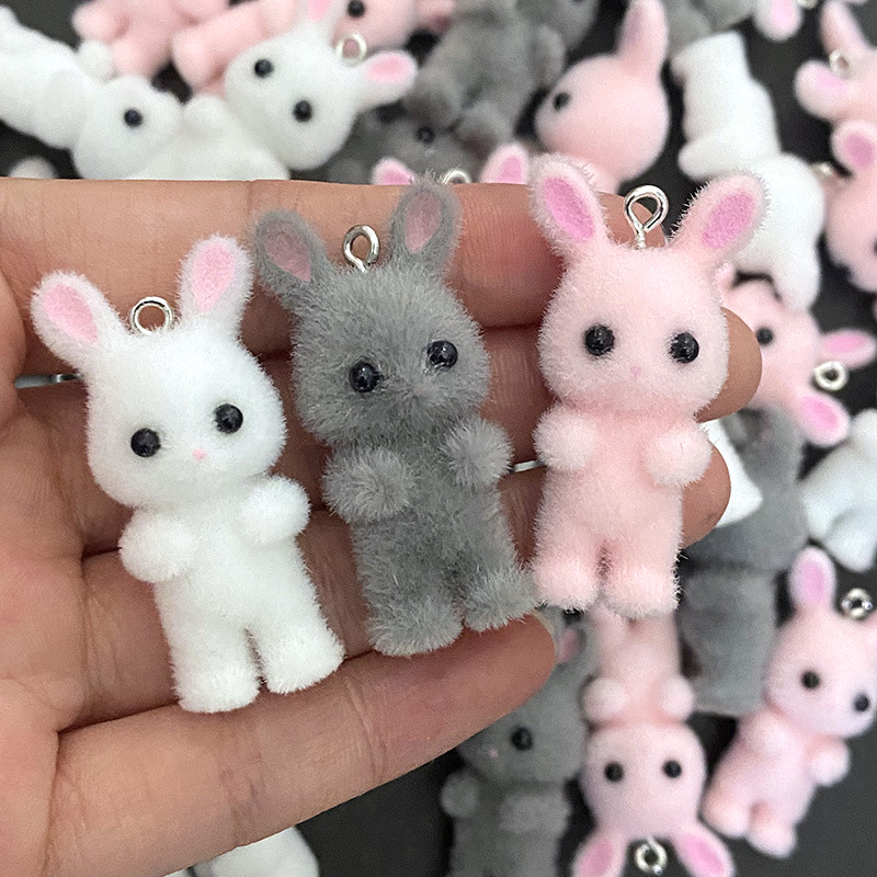 5pcs/lot Cute Flocking Rabbit  - Resin Art Essentials のレビューと価格