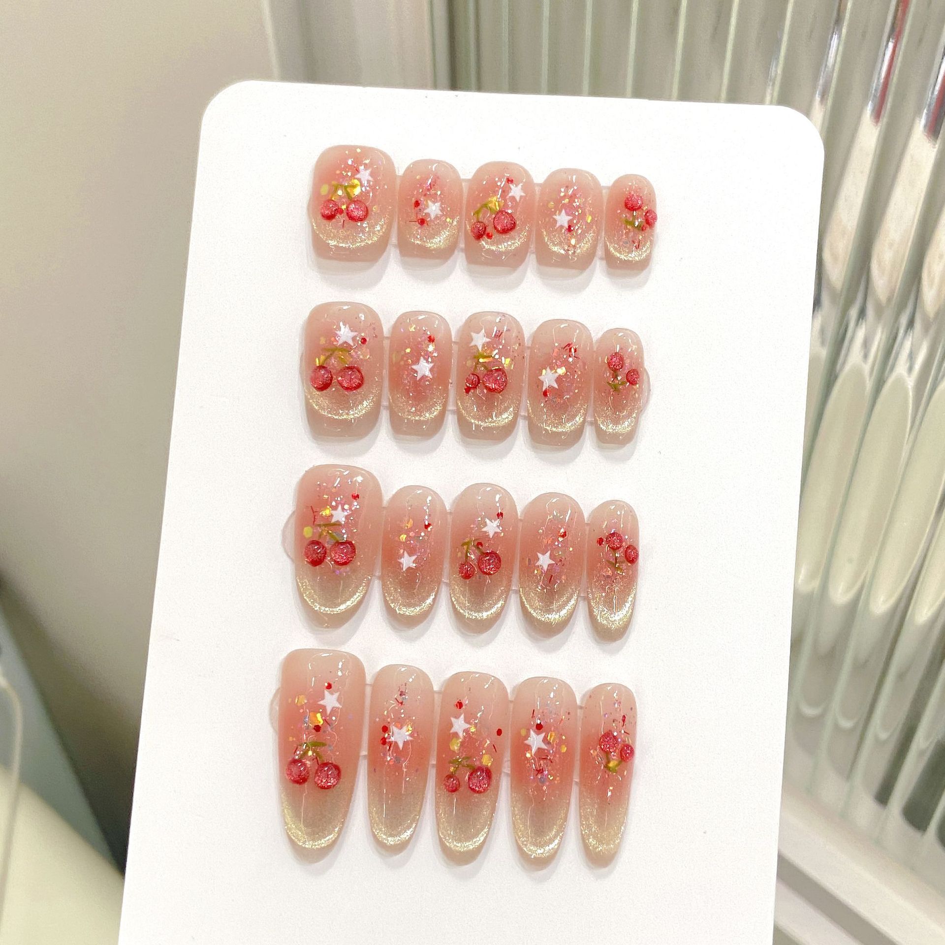 10pcs Sweet Cherry Press On Na - Resin Art Glitter のレビューと価格
