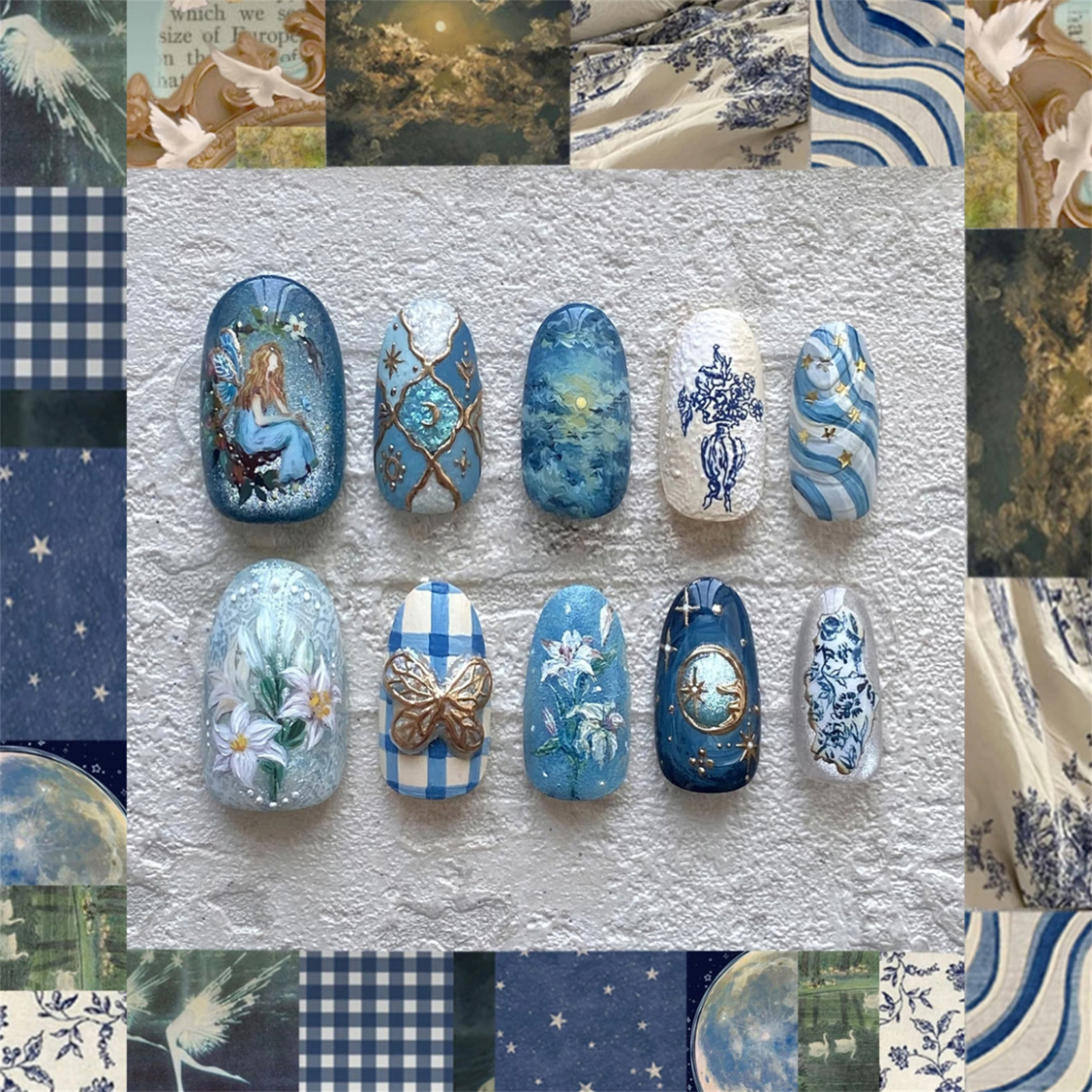 24pcs Vintage Garden Fake Nail - Resin Art Flowers のレビューと価格