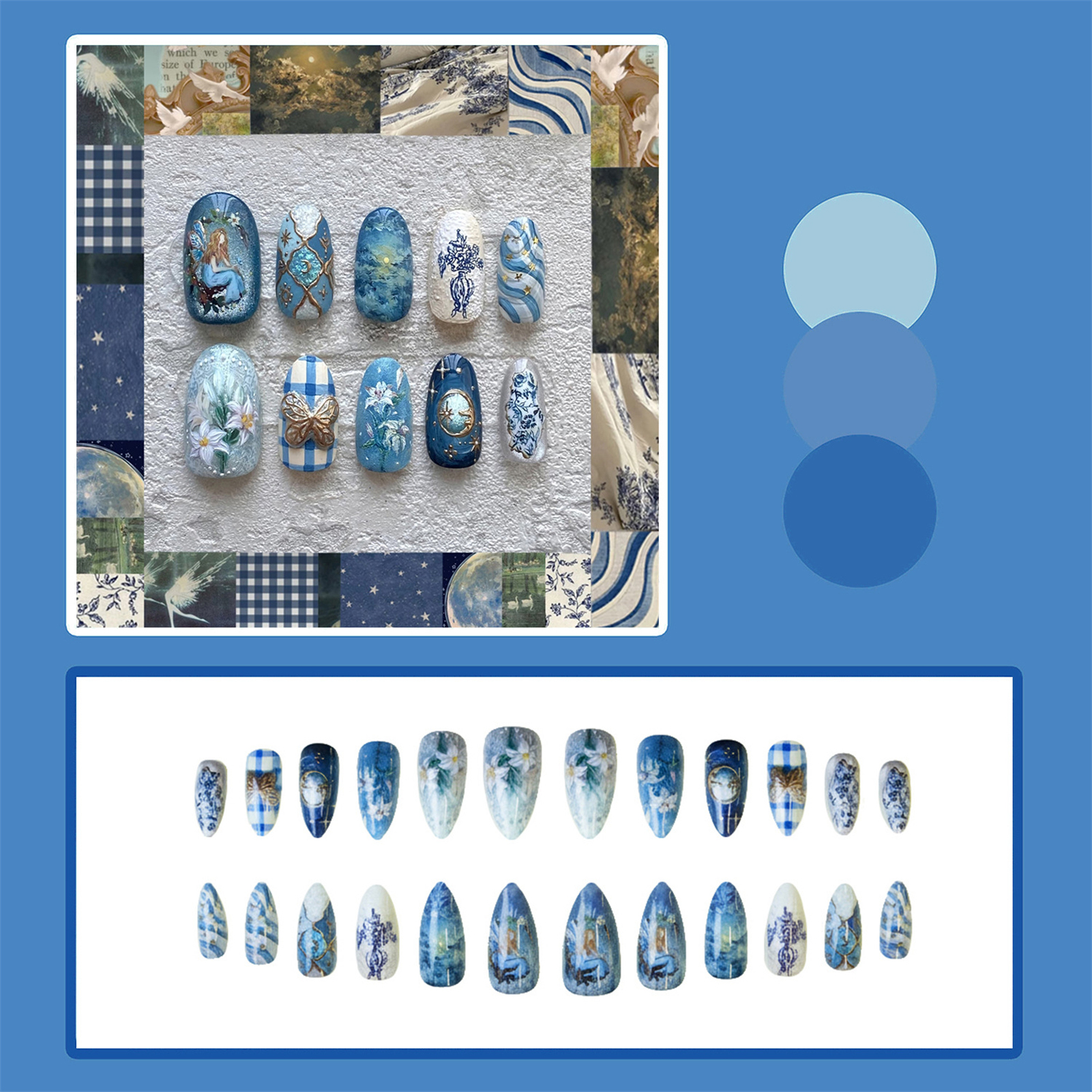 24pcs Vintage Garden Fake Nail - Resin Art Flowers のレビューと価格