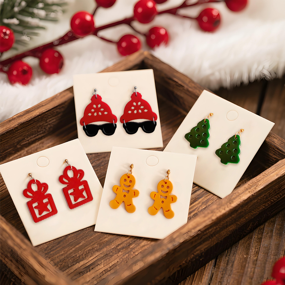 S0236 Christmas Tree Snowflake - Resin Art Earrings Material のレビューと価格