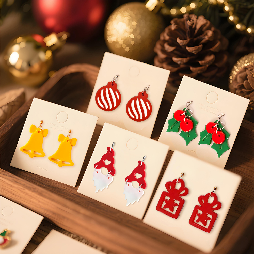 S0236 Christmas Tree Snowflake - Resin Art Earrings Material のレビューと価格