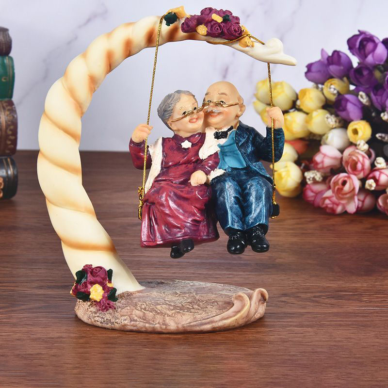 Chinese Swing Old Couples Resi - Resin Art Gift For Anniversary のレビューと価格