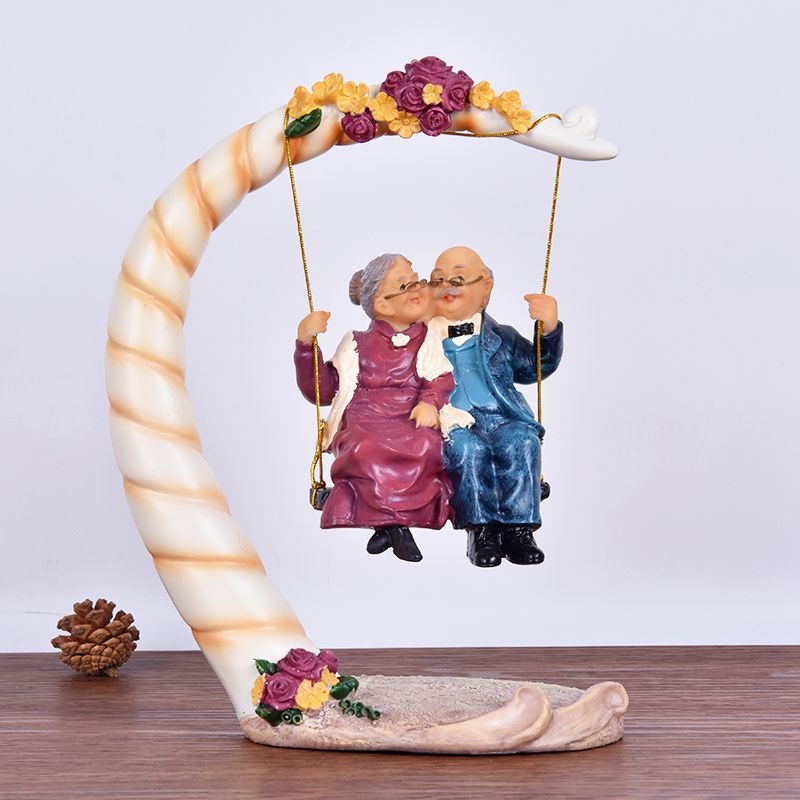 Chinese Swing Old Couples Resi - Resin Art Gift For Anniversary のレビューと価格