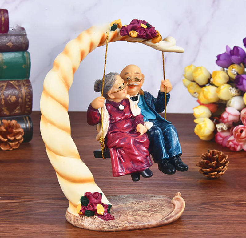 Chinese Swing Old Couples Resi - Resin Art Gift For Anniversary のレビューと価格
