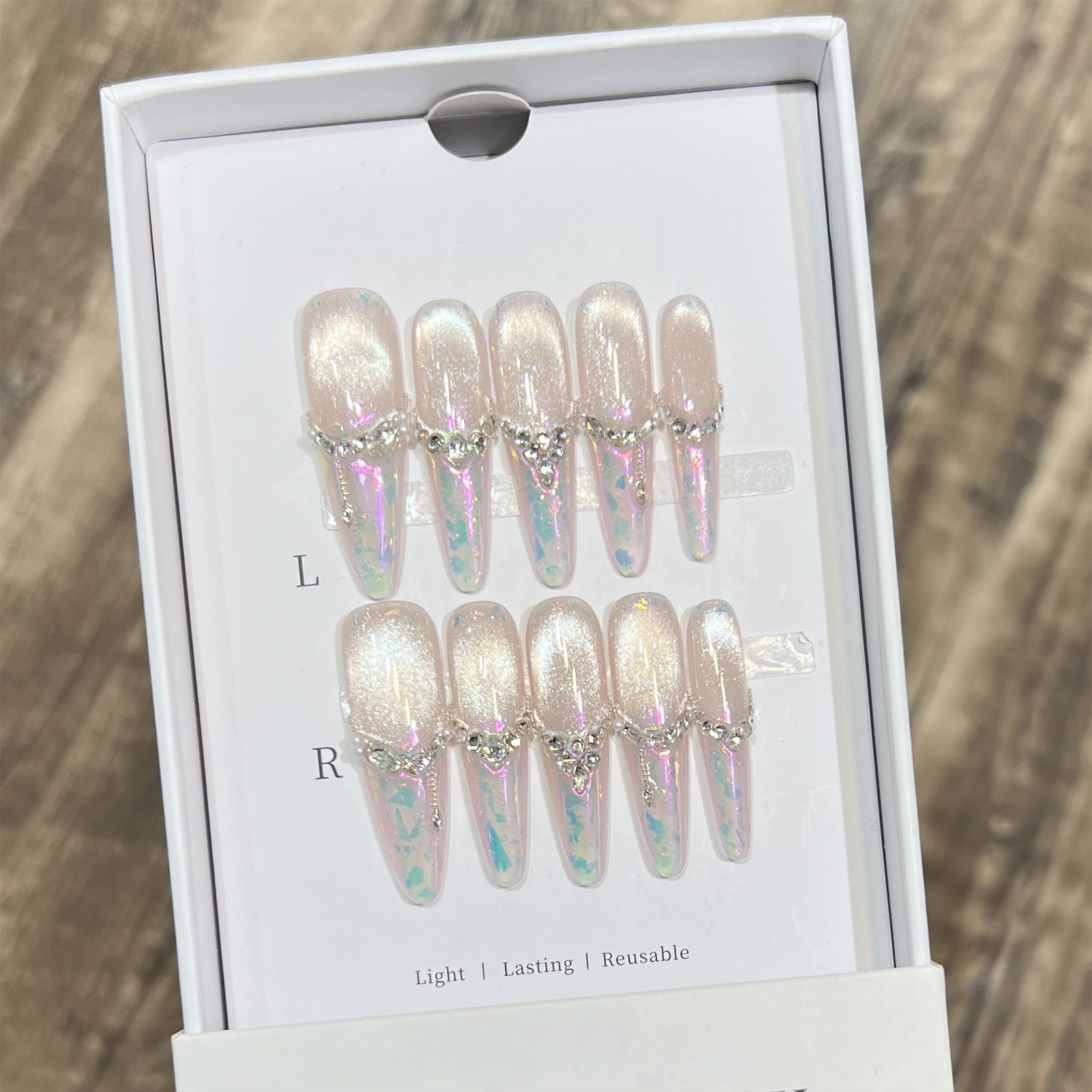 Press On Nails 10PCS Purple Fa - Resin Art Glitter のレビューと価格