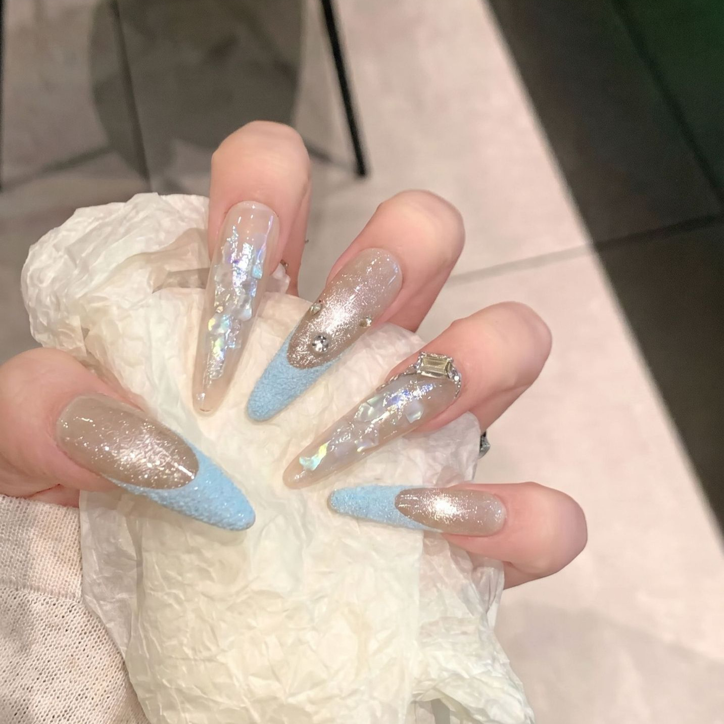 Press On Nails 10PCS Purple Fa - Resin Art Glitter のレビューと価格