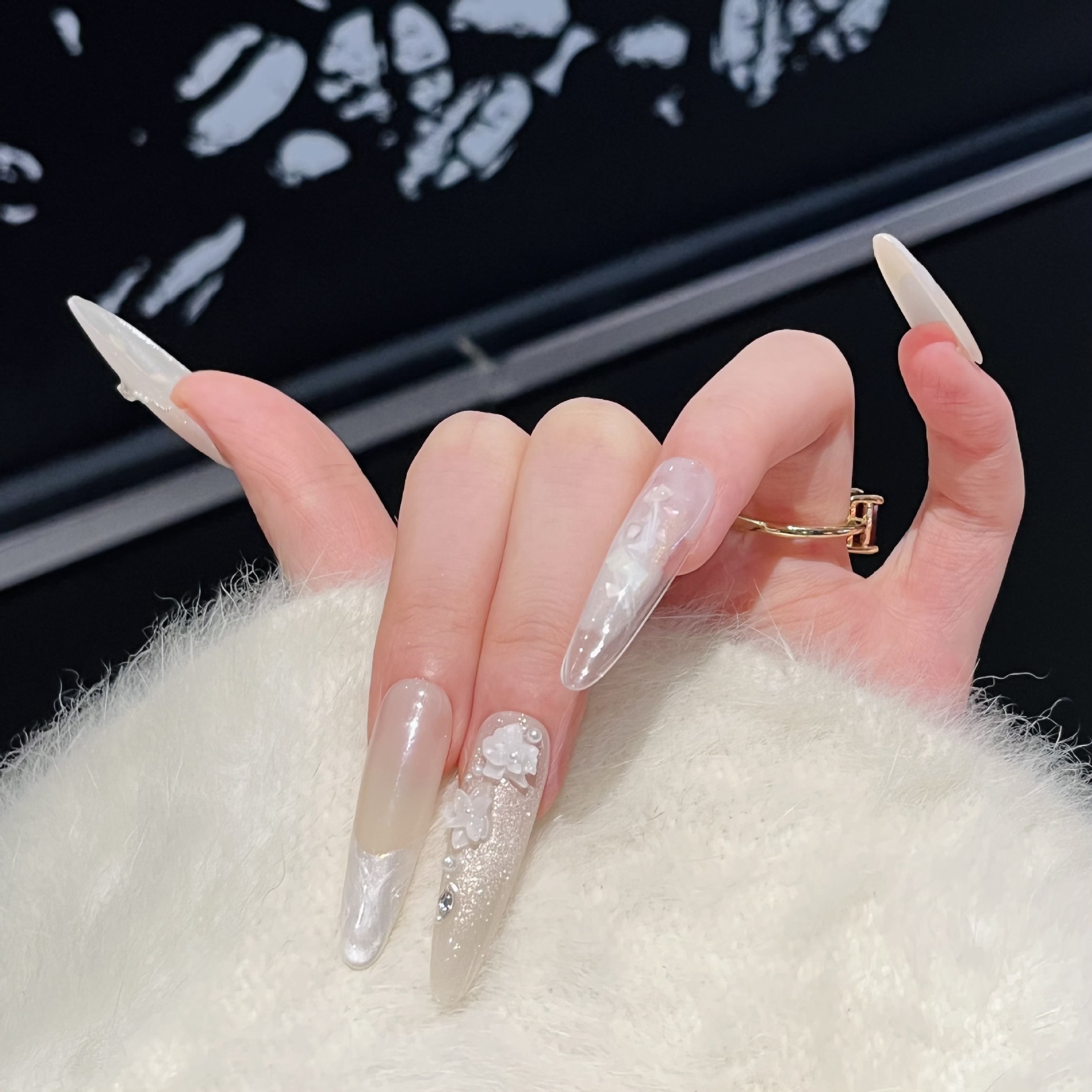 Press On Nails 10PCS Purple Fa - Resin Art Glitter のレビューと価格