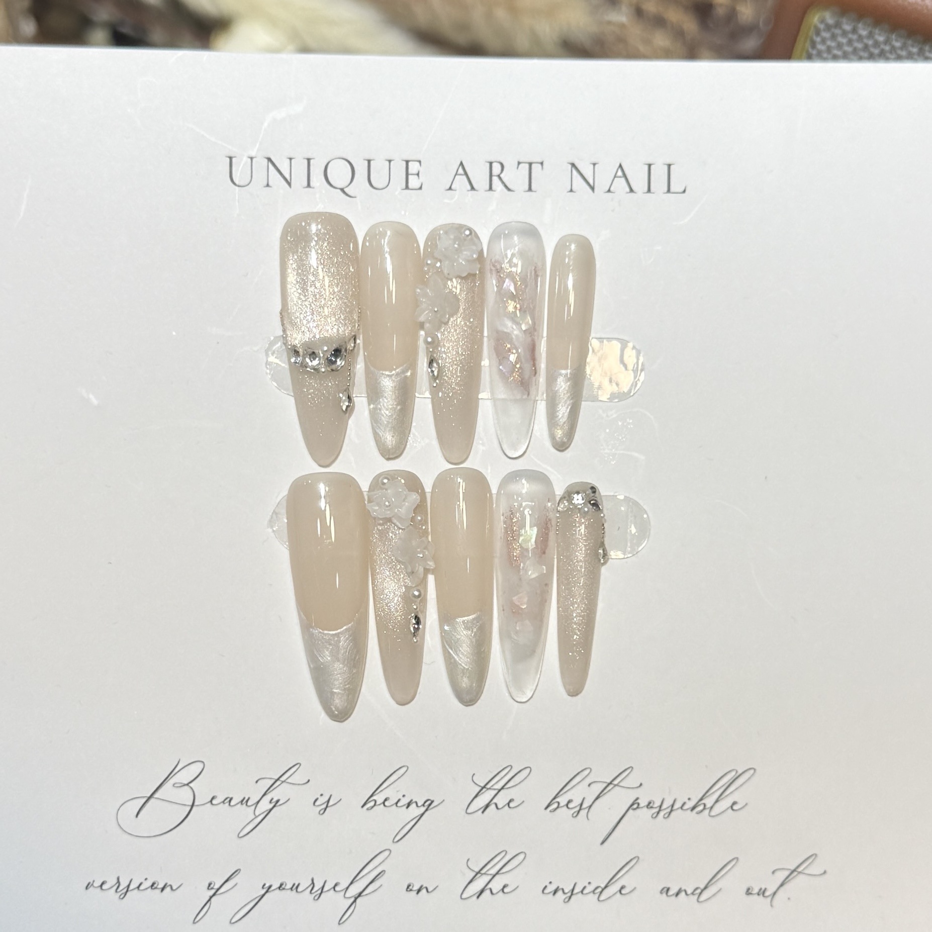Press On Nails 10PCS Purple Fa - Resin Art Glitter のレビューと価格