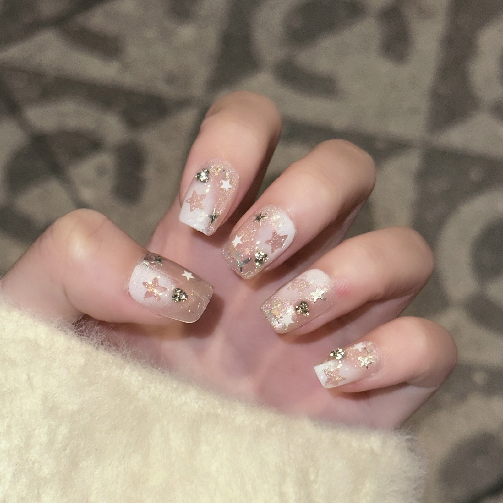 10PCS Short Square Fake Nails  - Resin Art Flowers のレビューと価格