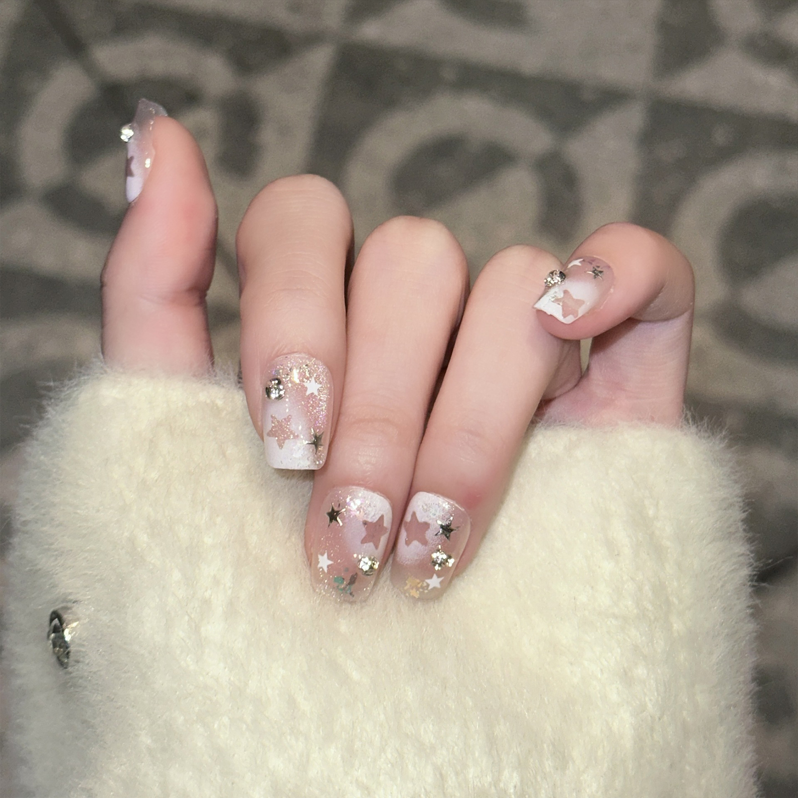 10PCS Short Square Fake Nails  - Resin Art Flowers のレビューと価格