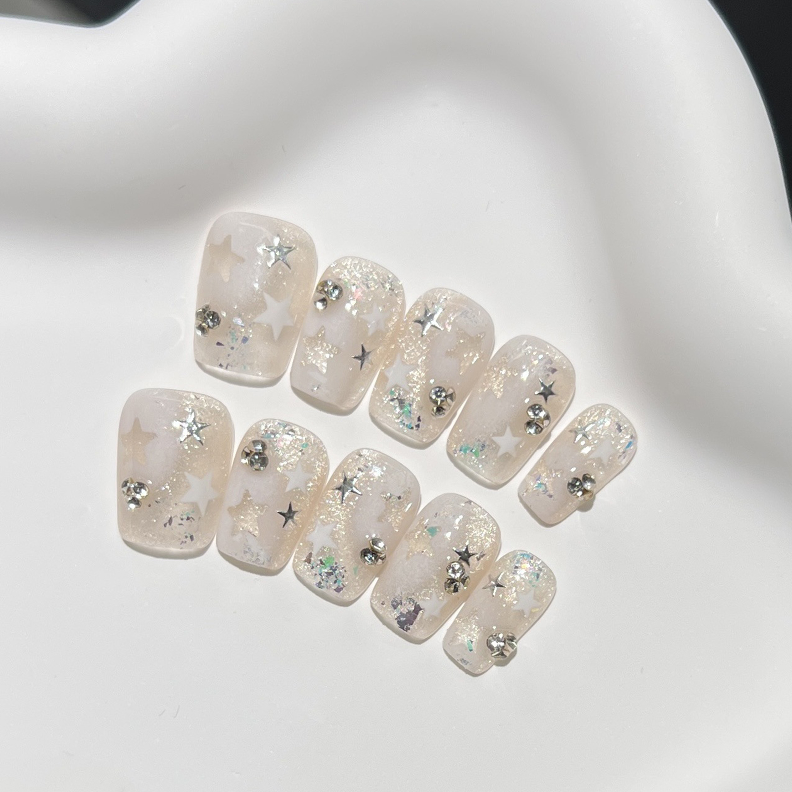 10PCS Short Square Fake Nails  - Resin Art Flowers のレビューと価格