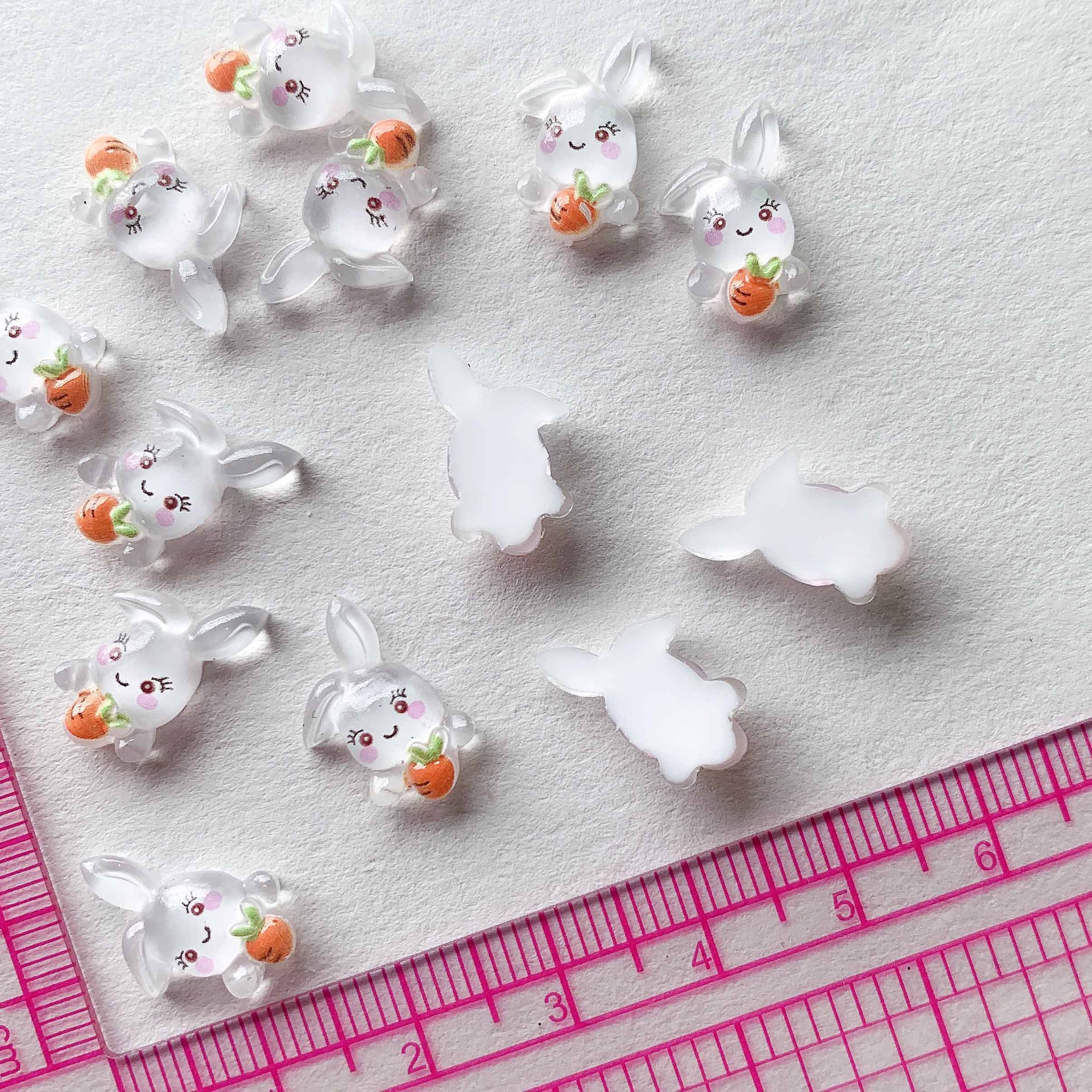 50/100pcs Mini Transparent Rab - Resin Art Earrings Material のレビューと価格