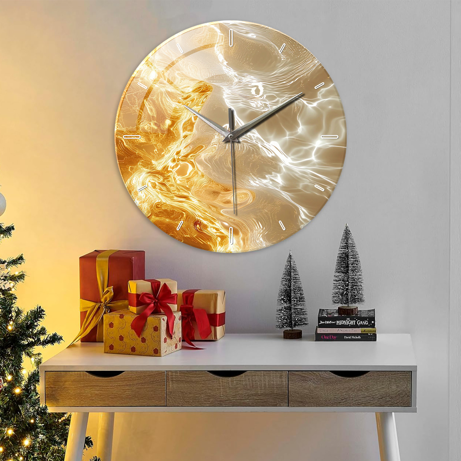 1pc glass wall clock, modern l - Resin Art Wall Clock のレビューと価格