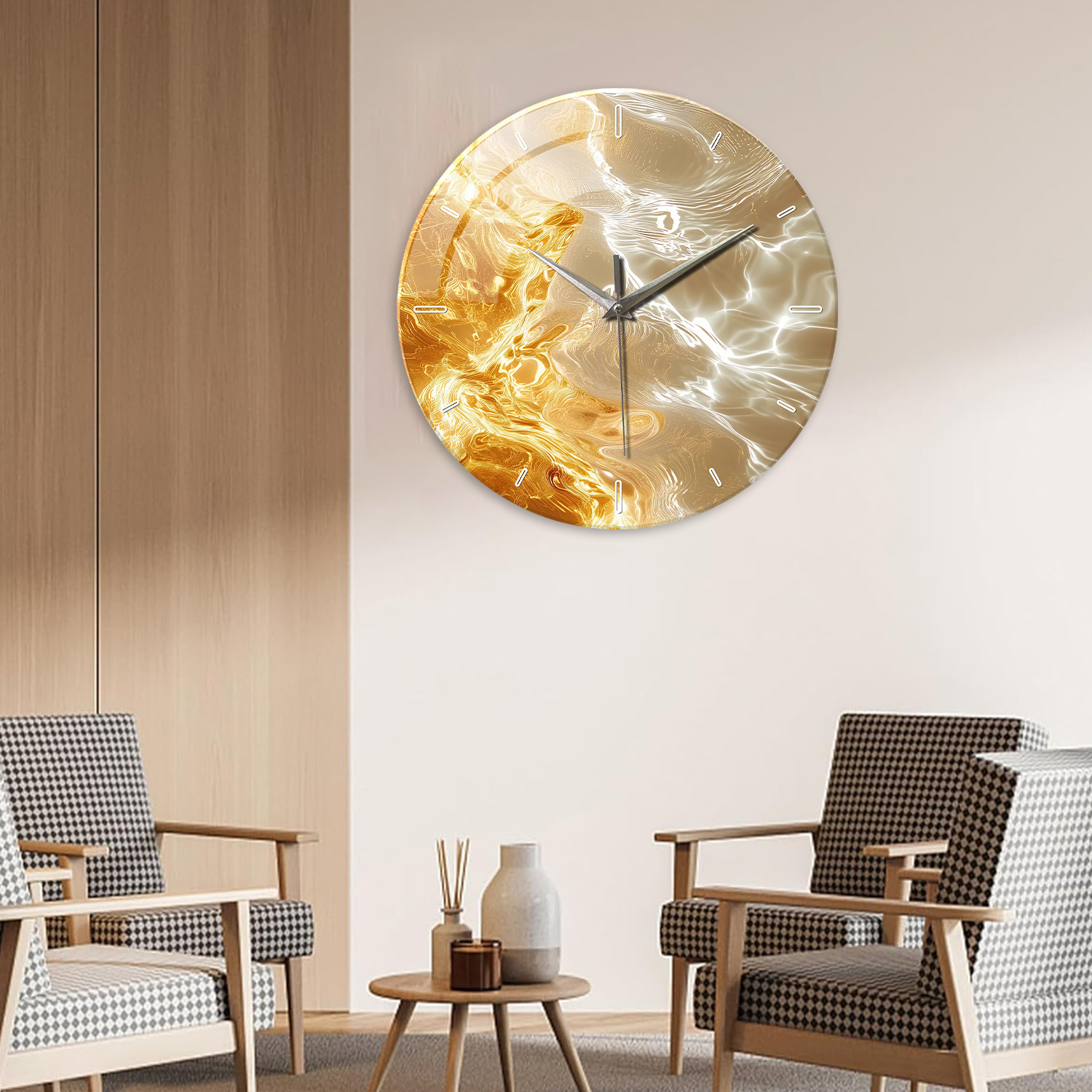 1pc glass wall clock, modern l - Resin Art Wall Clock のレビューと価格