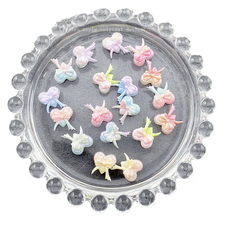 10MM 50PCS Heart-Shaped Bow So - Resin Art Earrings Material のレビューと価格